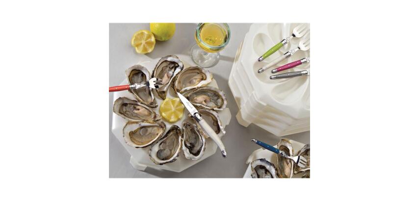 Lot de 6 assiettes de 9 huitres Blanc Nacré