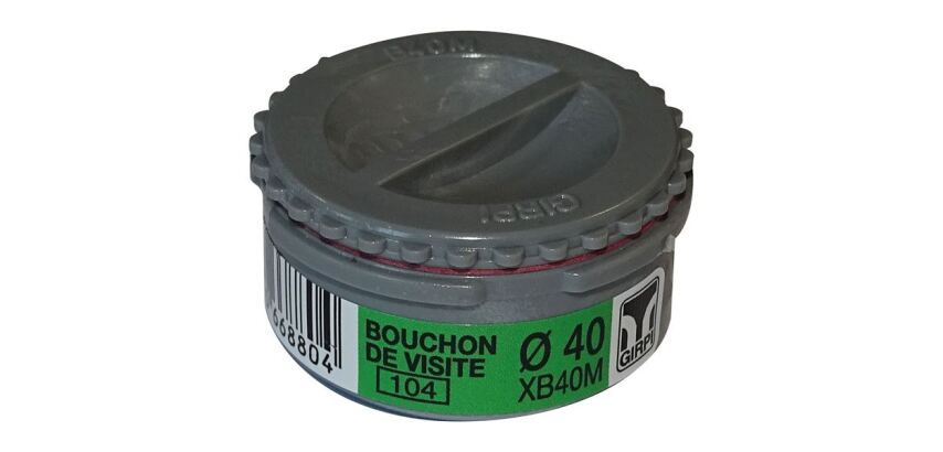 Tampon de visite PVC - mâle - D40 mm - gris