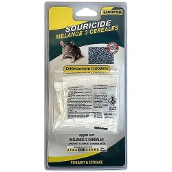 Appât 3 céréales - souricide - difénacoum - 40 g - 2 sachets de 20 g