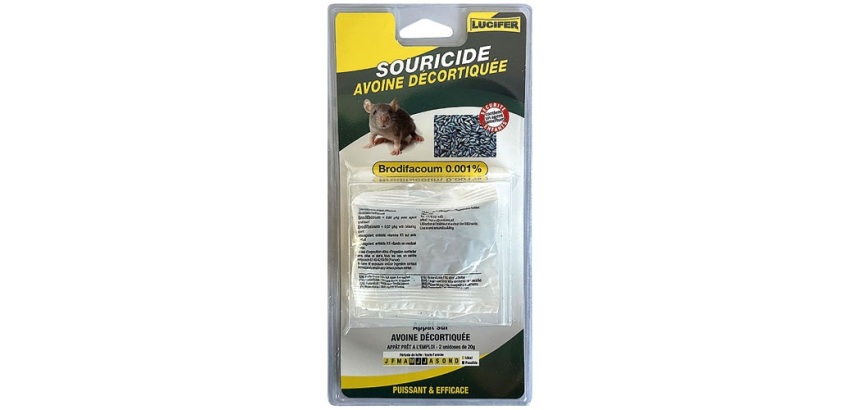 Appât  céréales - souricide - avoine décortiquée - 40 g - 2 sachets de 20 g