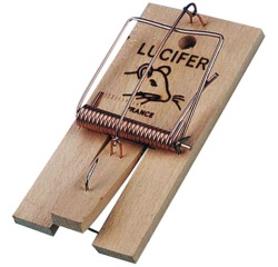 Tapette à rats - piège à rats - socle en bois