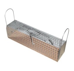 Nasse à rats - 2 entrées - socle en bois - 36 x 9 x 9 cm