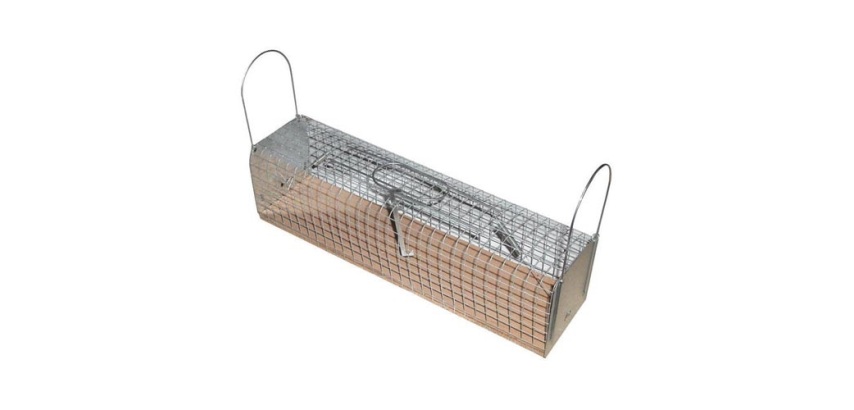 Nasse à rats - 2 entrées - socle en bois - 36 x 9 x 9 cm