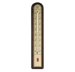 Thermomètre - intérieur/extérieur - bois plaqué or/brun - (-)10 + 60°C