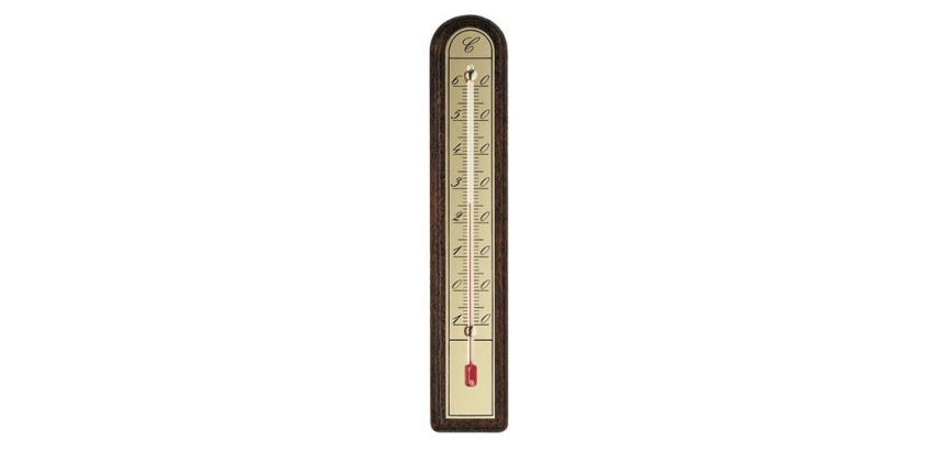Thermomètre - intérieur/extérieur - bois plaqué or/brun - (-)10 + 60°C