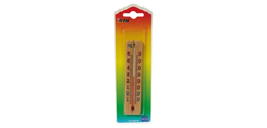 Thermomètre - intérieur/extérieur - bois clair - (-)10 + 60°C