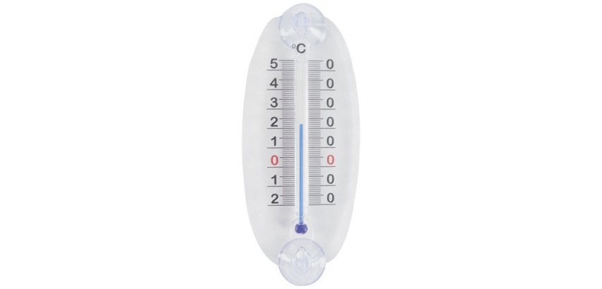 Thermomètre de fenêtre - à ventouse - (-) 20 + 55°C - transparent