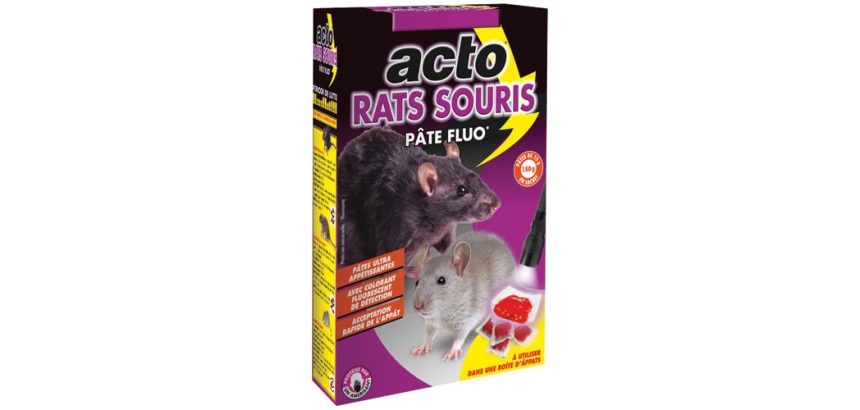 Appât pâte - fluo -  rats et souris - 150 g - 10 sachets de 15 g