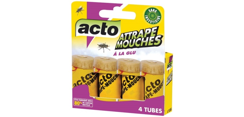 Attrape mouches à la glu Acto - Lot de 4 spirales