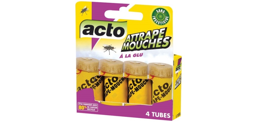 Attrape mouches - bande spirale engluée - lot de 4