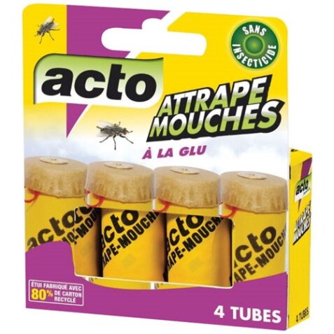 Attrape mouches à la glu Acto - Lot de 4 spirales