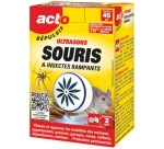 Retro répulsif à ultrasons - souris et insectes rampants - 45m² - 1 émetteu