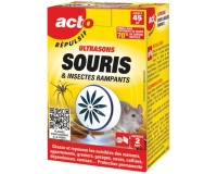 Retro répulsif à ultrasons - souris et insectes rampants - 45m² - 1 émetteu