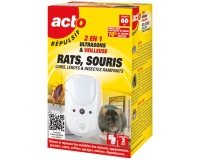 Répulsif 2 en  1 -  ultrasons et veilleuse -  rats souris insectes rampants