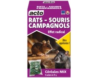 Appât céréales mix - rats, souris et campagnols - 150 g - 6 sachets de 25 g