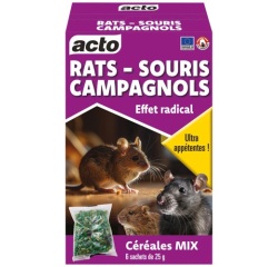 Appât céréales mix - rats, souris et campagnols - 150 g - 6 sachets de 25 g