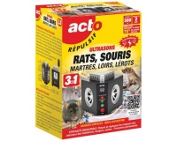 Répulsif à ultrasons - tous rongeurs - 3 en 1