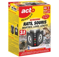 Répulsif à ultrasons - tous rongeurs - 3 en 1