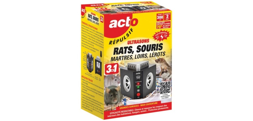 Répulsif à ultrasons - tous rongeurs - 3 en 1