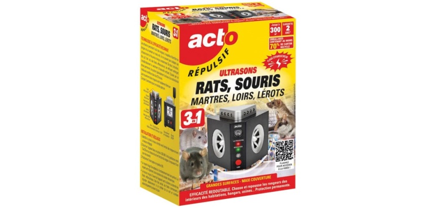 Répulsif à ultrasons - tous rongeurs - 3 en 1