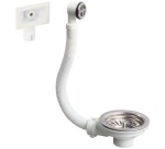 Bonde d'évier - D90 mm - à panier - avec trop plein - inox