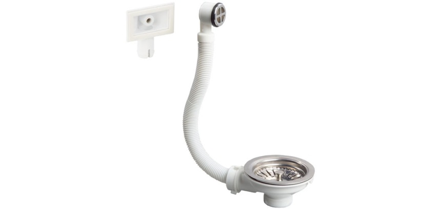 Bonde d'évier - D90 mm - à panier - avec trop plein - inox