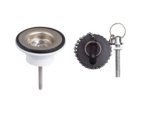 Bonde de lavabo à bouchon - grille inox