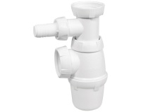 Siphon d'évier - D40 mm - avec prise machine à laver - blanc