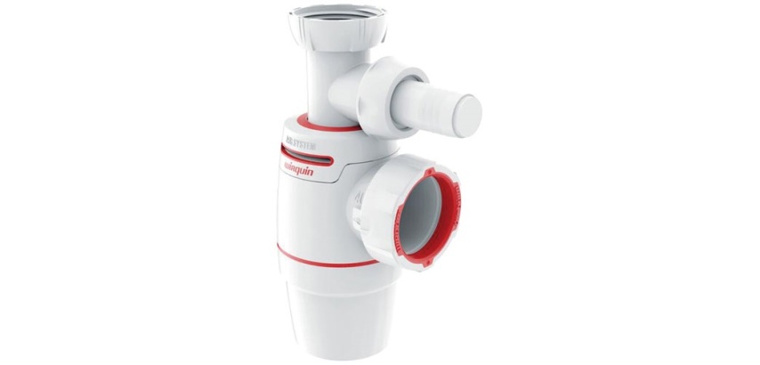 Siphon d'évier - D40 mm - avec prise machine à laver - Néo Air - blanc