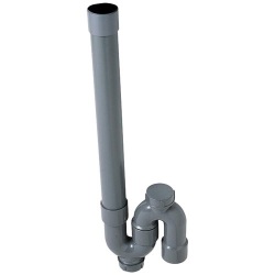 Siphon PVC simple crosse - sortie verticale - D37 mm - gris