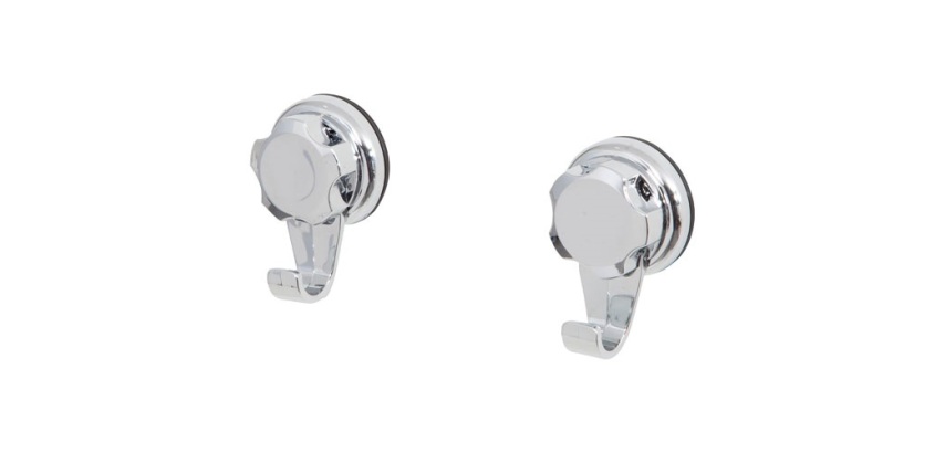 Petit crochet à ventouse - Bestlock - chrome - lot de 2