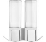 Double distributeur de savon mural rechargeable - 500 mL - blanc