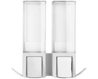Double distributeur de savon mural rechargeable - 500 mL - blanc