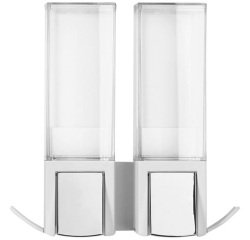 Double distributeur de savon mural rechargeable - 500 mL - blanc