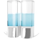 Double distributeur de savon mural rechargeable - 500 mL - blanc
