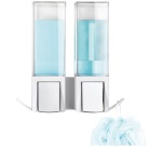 Double distributeur de savon mural rechargeable - 500 mL - blanc