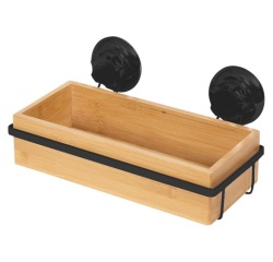 Etagère de douche - à ventouses - en bambou - Bestlock Spa - noir et nature
