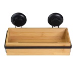 Etagère de douche - à ventouses - en bambou - Bestlock Spa - noir et nature