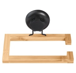 Porte papier toilette - à ventouse - en bambou - Bestlock Spa - noir et nat
