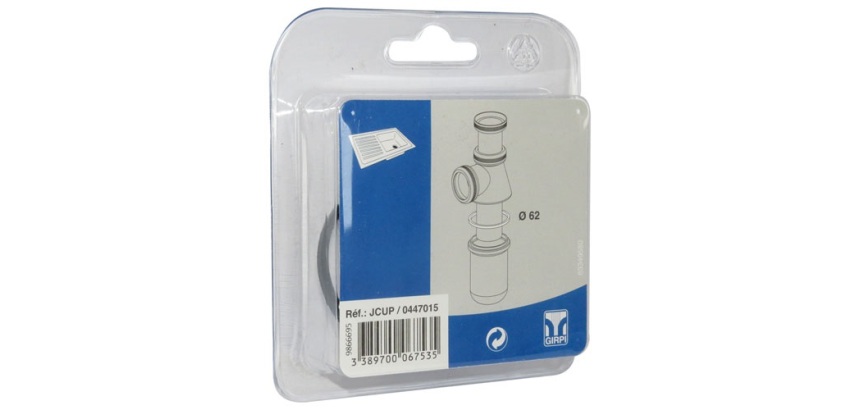 Joint de culot pour siphon - D62 x 50 mm - ép.3 mm -  noir