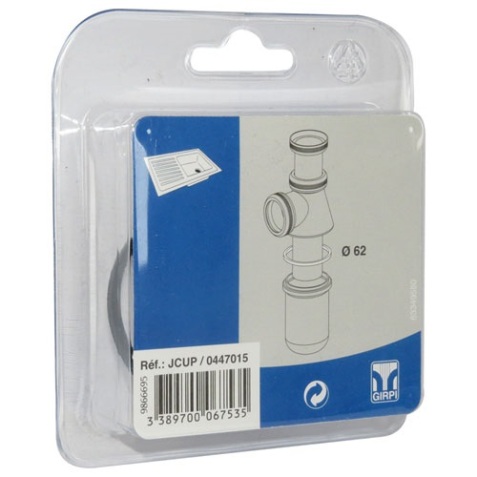 Joint de culot pour siphon - D62 x 50 mm - ép.3 mm -  noir