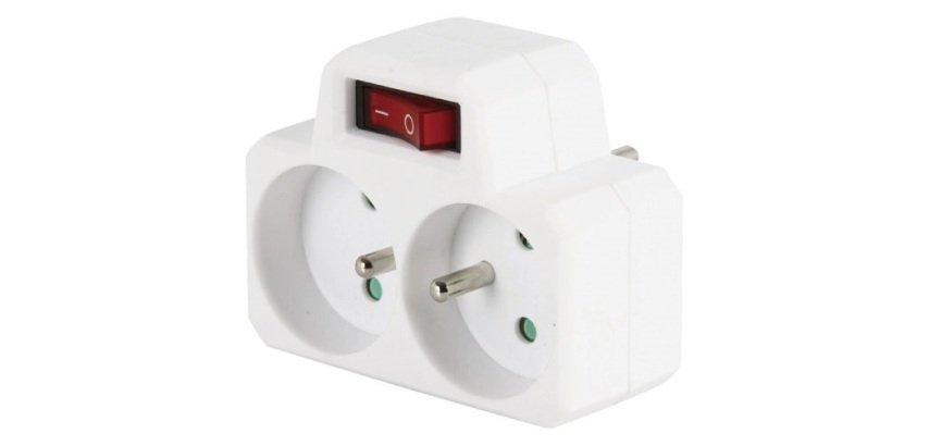 Biplite 16A avec interrupteur  2P+T - blanc