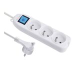 Bloc multiprises 3 prises 2P+T - avec interrupteur - fiche plate  - L : 1.5