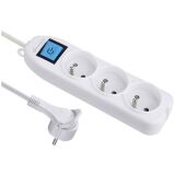 Bloc multiprises 3 prises 2P+T - avec interrupteur - fiche plate  - L : 1.5