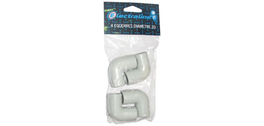 Equerre IRO - coude - 20 mm² - 100x195x30 mm - lot de 4 gris