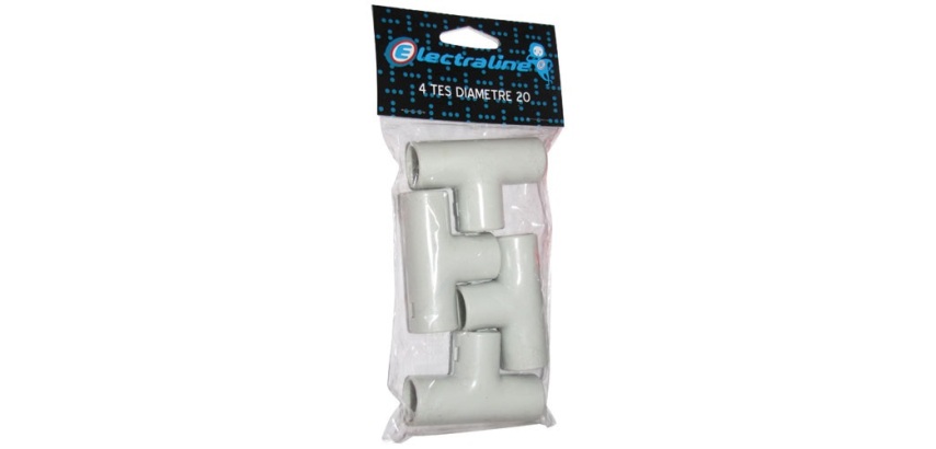 Té IRO - 20 mm² - 120x250x40 mm - lot de 4 - gris