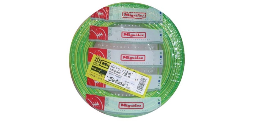 Câble d'installation rigide - H07V-U - 1x1.5mm² - L : 100 m - couronne - ja