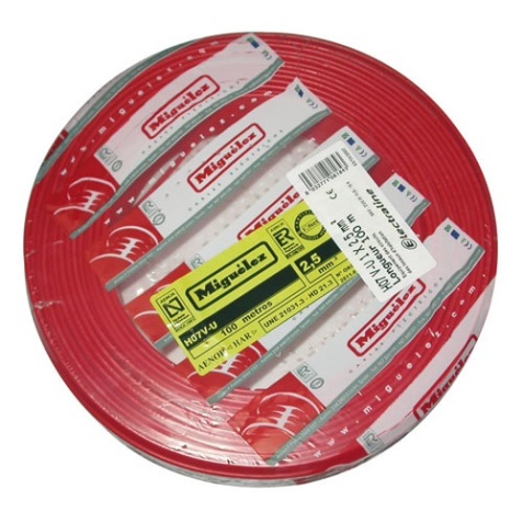 Câble d'installation rigide - H07V-U - 1x2.5mm² - L : 100 m - couronne - ro