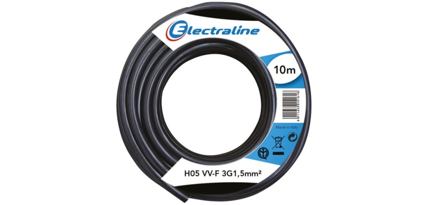 Câble d'installation H05VV-F - 3G1.5mm² -  L : 10 m - bobinot - noir