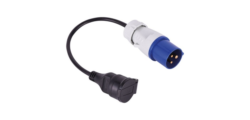 Adaptateur caravane mâle avec câble 30 cm IP44 bleu